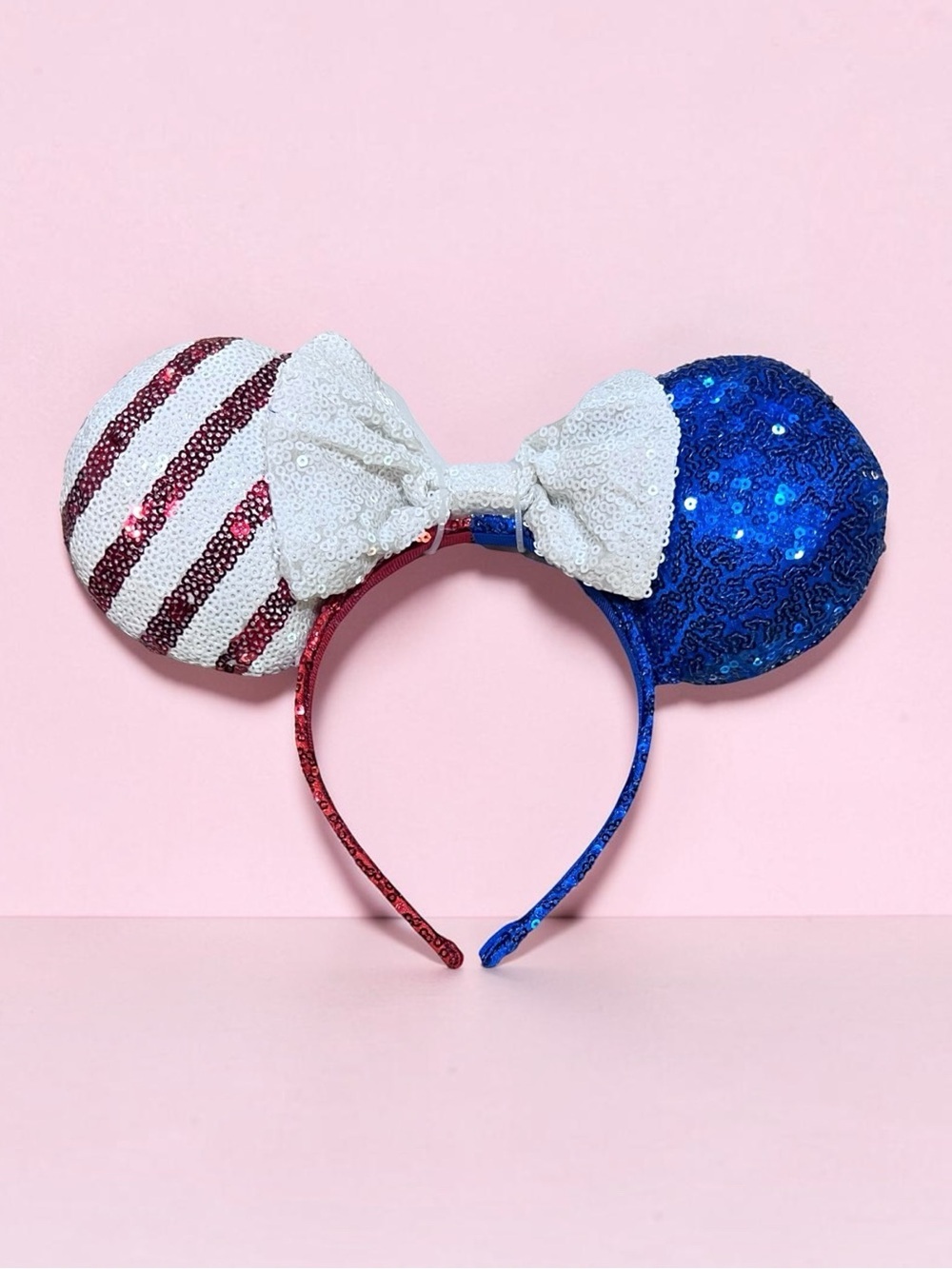 Disney Minnie Mickey Ears Stripes Americana July 4th Red White Blue Headband NWT - Picture 2 of 4